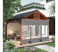 Outdoor Clear Tarp Curtains,Grey Transparent Tarpaulin Side Panels for Gazebo Pergola Patio,Pvc Plastic Waterproof Tarp Cover Sheet,Rain Curtain With Zip Door,Customizable,W×H-3×2.2m(9.8*7.2ft)
