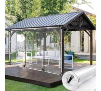 Outdoor Clear Tarp Curtains,Waterproof Transparent Pergola Gazebo Tarpaulin Side Panels,Partition Curtains With Zipper Door,Weatherproof Pvc Tarpaulin Cover With Grommets,L×H-1.5 * 2.5m(4.9 * 8.2ft)