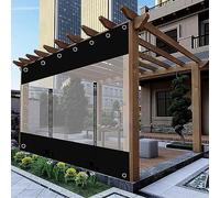 Outdoor Clear Tarp Curtains With Zip Door,Heavy Duty Pvc Black Transparent Tarpaulin,Pergola Patio Gazebo Porch Waterproof Tarpaulin Side Panels,Rain Curtains,Customisable,W×H-1.7×2m(5.6*6.6ft)