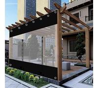 Outdoor Clear Tarp Curtains With Zip Door,Heavy Duty Pvc Black Transparent Tarpaulin,Pergola Patio Gazebo Porch Waterproof Tarpaulin Side Panels,Rain Curtains,Customisable,W×H-3×2.5m(9.8*8.2ft)