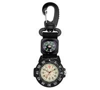 Outdoor Clip-On Quartz Pocket Watch with Compass, Water-Resistant Hiking Carabiner Watch with Nylon Strap, Ideal for Camping and Climbing