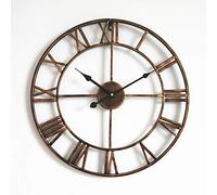 Outdoor Clocks 16" Garden Wall Mounted Clock Outdoor Round Roman Numeral Style Home Décor Analog Black Metal Clock Ideal for Indoor or Outdoor Use C (C)
