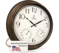 Outdoor Clocks for Patio Large Waterproof with Thermometer - 18 inch Indoor Outdoor Wall Clock with Temperature and Humidity Combo - Weatherproof, Accurate & Easy to Read for Pool, Garden & Home Decor