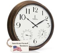 Outdoor Clocks for Patio Large Waterproof with Thermometer - 24 inch Indoor Outdoor Wall Clock with Temperature and Humidity Combo - Weatherproof, Accurate & Easy to Read for Pool, Garden & Home Decor