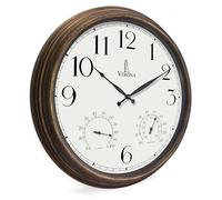 Outdoor Clocks for Patio Large Waterproof with Thermometer - 24 inch Indoor Outdoor Wall Clock with Temperature and Humidity Combo - Weatherproof, Accurate & Easy to Read for Pool, Garden & Home Decor