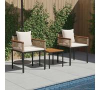 Outdoor Coffee Table Beige & Cream PE Rattan Powder-Coated Steel 80x40x38cm 4pc