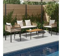 Outdoor Coffee Table Beige & Cream White PE Rattan 80x40x38 cm Garden Patio