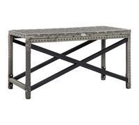 Outdoor Coffee Table Grey 80x40x43cm PE Wicker Top Steel Frame Plastic Board 1pc