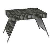 Outdoor Coffee Table Light Grey 60x41cm Plastic Wicker Galvanised Steel Foldable