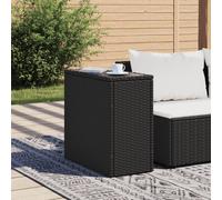 Outdoor Coffee Table, Rattan Side Table with Glass Top for Patio Garden