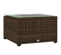 Outsunny Outdoor Coffee Table With Glass Top, Rattan Side Table, Brown