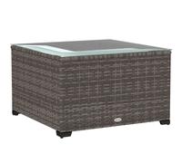 Outsunny Outdoor Coffee Table With Glass Top, Rattan Side Table, Dark Grey