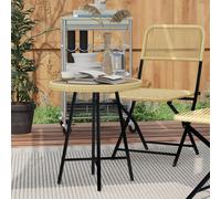 Outsunny PE Rattan Side Table for Indoor, Outdoor, Balcony, Patio, Grey - Natural wood finish - Galvanised steel, PE rattan, Wood plastic - 50 x 50 x 55 cm