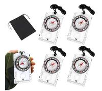 Outdoor Compass, 4Pcs Multifunctional Waterproof Navigation Compass Hiking with Storage bag, Adjustable Declination, Magnifier, Ruler, Scale for Hiking, Outdoor Survival, Camping, Navigation