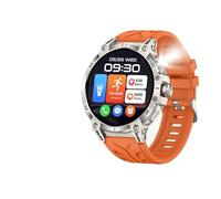 Outdoor Compass 760mAh Long Battery Life Men's Smart Watch Bluetooth Call Heart Rate Watches LED Flashlight Compass Smart Watch (Silicone orange)