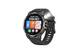 Outdoor Compass 760mAh Long Battery Life Men's Smart Watch Bluetooth Call Heart Rate Watches LED Flashlight Compass Smart Watch (Silicone black)