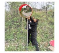 Outdoor Convex Traffic Mirror 32 Inch Round Security Mirror for Driveway and Parking Lot Pole-Mounted Fisheye Traffic Control Solution