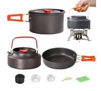 Outdoor Cooking Gear - Compact Cookware, Kettle Pan Kit | Lightweight Camping Travel Meals Pot Set, Wilderness Survival for Off Grid Cooking, College Dorm Use, Emergeency Food Prep