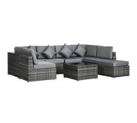 Outdoor Corner Rattan Sofa Set Grey Steel Frame 73x73x65cm 8pc in lass Tbl &c