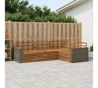 Outdoor Corner Sofa 4-Seater Solid Acacia Natural 255.5x176.5x73cm Modular Patio