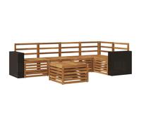 Outdoor Corner Sofa 6pcs Solid Acacia Wood Natural Modular 63x73cm Slatted Top.