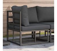 Outdoor Corner Sofa Black Anthracite Metal 71.5x71.5x71 cm Removable Cushion Set