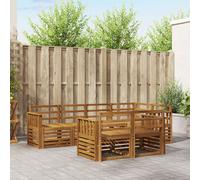 Outdoor Corner Sofa Set Natural Acacia Wood 247x128.5x73cm Slatted Solid 7pc Eco