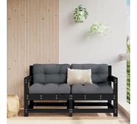 Outdoor Corner Sofa Unit Black Pinewood Solid Pine 62x62x70.5cm Modular Outdoor
