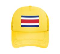 Outdoor Costa Rica National Flag Uv Protection Hats: Mesh Baseball/Trucker/Dad Caps | Upf50+ Adjustable Polyester Unisex Yellow