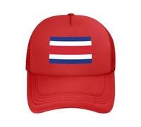 Outdoor Costa Rica National Flag Uv Protection Hats: Mesh Baseball/Trucker/Dad Caps | Upf50+ Adjustable Polyester Unisex Red