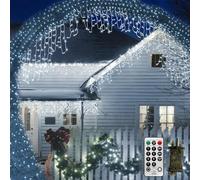 Outdoor Curtain Lights 10M 400 LED Backdrop Window Light Fairy Lights String Mains Powered Outside Roof Lights Waterproof Connectable with Remote,Timer,8 Modes for Gazebo,Eaves(White)