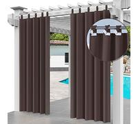 Outdoor Curtain Waterproof 220 x 155cm UV Rays Prevent Curtain Waterproof & Windproof Drapery for Patio, Front Porch, Pergola, Beach Home Width 61" x Length 87", (1 Panel) Brown [129]
