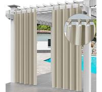Outdoor Curtain Waterproof 220 x 155cm UV Rays Prevent Curtain Waterproof & Windproof Drapery for Patio, Front Porch, Pergola, Beach Home Width 61" x Length 87", (1 Panel) Beige [129]