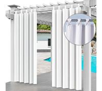 Outdoor Curtain Waterproof 220 x 155cm UV Rays Prevent Curtain Waterproof & Windproof Drapery for Patio, Front Porch, Pergola, Beach Home Width 61" x Length 87", (1 Panel) White [129]