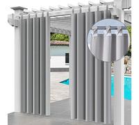 Outdoor Curtain Waterproof 220 x 155cm UV Rays Prevent Curtain Waterproof & Windproof Drapery for Patio, Front Porch, Pergola, Beach Home Width 61" x Length 87", (2 Panels) Gray [129]