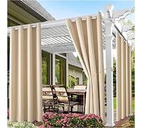 Outdoor Curtain with Grommets Polyester Fabric Thermal Insulating Light Blocking for Pergola Veranda Gazebo - Beige Size 1.7x2.7m Patio Privacy Solution