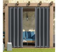 Outdoor Curtains for Garden Patio Gazebo Pergola,Waterproof,Windproof,Blackout Thermal Insulated Double Grommet(Top and Bottom) Outdoor Curtains for Garden Patio Door(4 Panels,52"*84",Dark Grey)