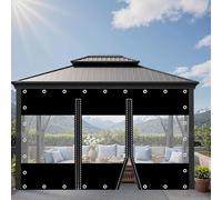 Outdoor Curtains, Winter Warm Waterproof Tarp Curtain, Transparent Splicing Tarpaulin Side Panels For Gazebos, With Eyelets And Zips, 0.3mm Thick,2Zipper-1.2x2m