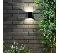 Outdoor Curved Cylinder Up Down Wall Light, 8W LED, 4000K Neutral White, IP54, Black - Perfect for Porch, Balcony, Shed, Entrance, Patio, Garden, Pathway, Doorway & Exterior Areas