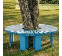 Outdoor Curved Wooden Bench - Solid Slatted Seat, Half Round Fan-Shaped Backless Garden Bench for Patio, Park & Courtyard Lounge Seating, & Stylish Design