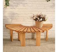 Outdoor Curved Wooden BenchWeatherproof Slatted Seat HalfRound FanShaped Design for Porch Yard Garden Park Backless Tree SeatingDurable Solid Wood Construction