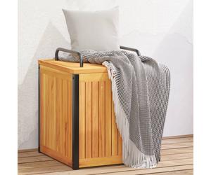 Outdoor Cushion Box Natural Acacia Wood 45x45x45/53cm Steel Handle Storage Large