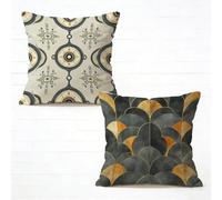 Outdoor Cushion Cover 50x50cm Set of 2 Color Large Cushion Covers Abstract Waterproof Velvet Square Sofa Throw Pillows Cases, Decorative Pillow for Bench Seat Car Spring Summer Decoration 4-1140RQ