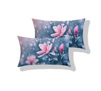 Outdoor Cushion Covers, 2 Pinds Outdoor Cushions Waterproof, Rectangle Cushion Covers 15.7x23.6 inch, Linen Garden Cushions Winter Magnolia, Double Sided Pattern, Invisible Zipper, Pillow Decor S0-268