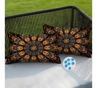 Outdoor Cushion Covers 20 x 30 cm Boho Garden Cushions Waterproof Cushion Cover 2 pack Decorative Pillows Gold Throw Pillow Case Cushions Covers for Outdoor Patio Garden Sofa Chair 8x12 Inch -SC597