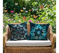 Outdoor Cushion Covers 22x22in Bohemia Cushion Covers Mandala Garden Cushions Pillow Cases 2 Pack Double Sided Waterproof Linen Decorative Throw Pillow Case with Invisible Zipper for Garden RG-1113
