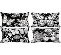 Outdoor Cushion Covers 30 x 50 Black And White Cushion Covers Soft Set of 4 Sofa Decorative Pillows Flower Pattern Design with Invisible Zip for Livingroom Couch Garden Patio Home Decor Gifts a6-99
