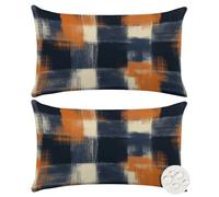 Outdoor Cushion Covers 30 x 50 cm Vintage Waterproof Garden Cushions Set of 2 Abstract Plaid Throw Pillow Covers 12 x 20 Inch Rectangle Decorative Pillows for Patio Garden Sofa Bench Chair (XY563)