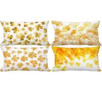 Outdoor Cushion Covers 30 x 50 Gold Cushion Covers Soft Set of 4 Sofa Decorative Pillows Flower Pattern Design with Invisible Zip for Livingroom Couch Bedroom Patio Garden Bench Home Decor r6-G9