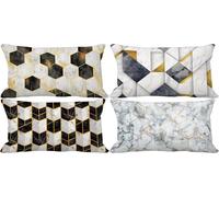 Outdoor Cushion Covers 30 x 50 Northern Europe Cushion Covers Waterproof Linen Set of 4 Sofa Decorative Pillows Marble Pattern Design with Invisible Zip for Livingroom Couch Garden Home Decor e2-G2